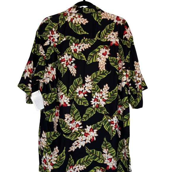 Mens L HAWAIIAN SHIRT original Kalakaua HANA Black Aloha Travel w front Pocket. - Picture 2 of 11